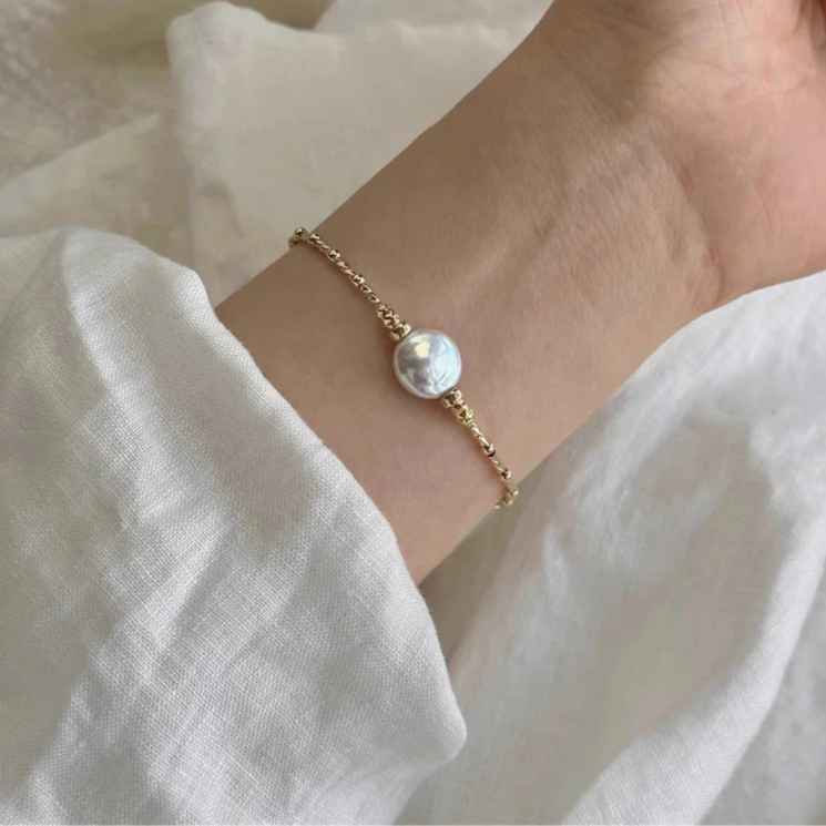 14K Gold Filled Natural Baroque Pearl Bracelet