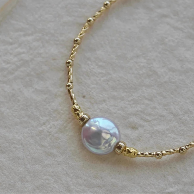 14K Gold Filled Natural Baroque Pearl Bracelet