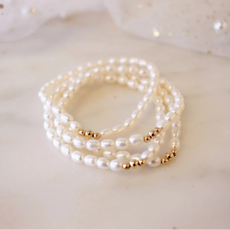 14K Gold Filled Pearl Elastic Bracelet