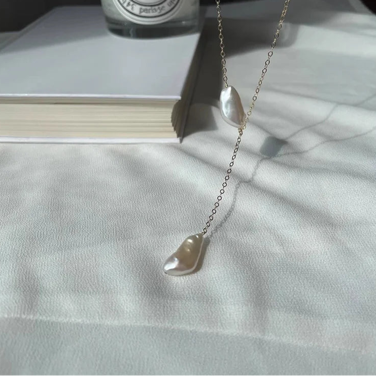 14K Gold Filled Natural Baroque Pearl Necklace