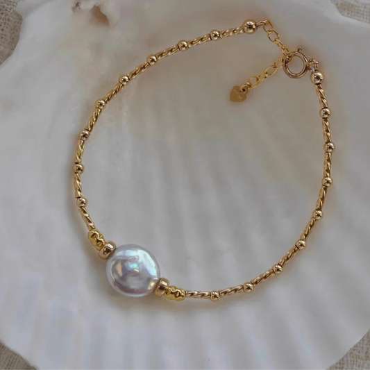 14K Gold Filled Natural Baroque Pearl Bracelet