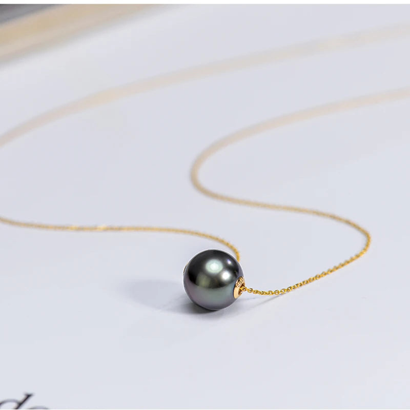 18K Gold Black Pendant Necklace