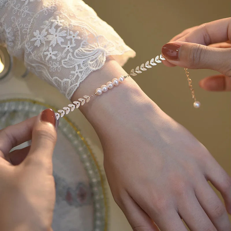 Freshwater Pearl Willow Leaf Bracelet