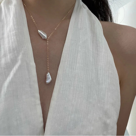 14K Gold Filled Natural Baroque Pearl Necklace