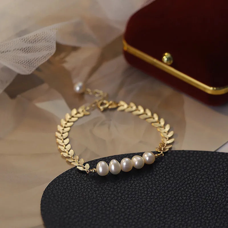 Freshwater Pearl Willow Leaf Bracelet