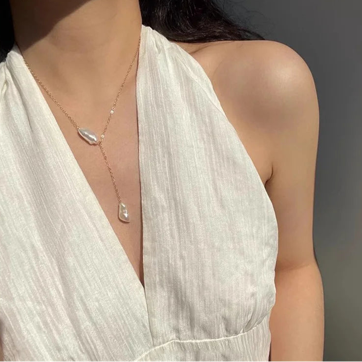 14K Gold Filled Natural Baroque Pearl Necklace