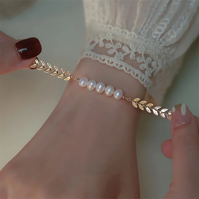 Freshwater Pearl Willow Leaf Bracelet