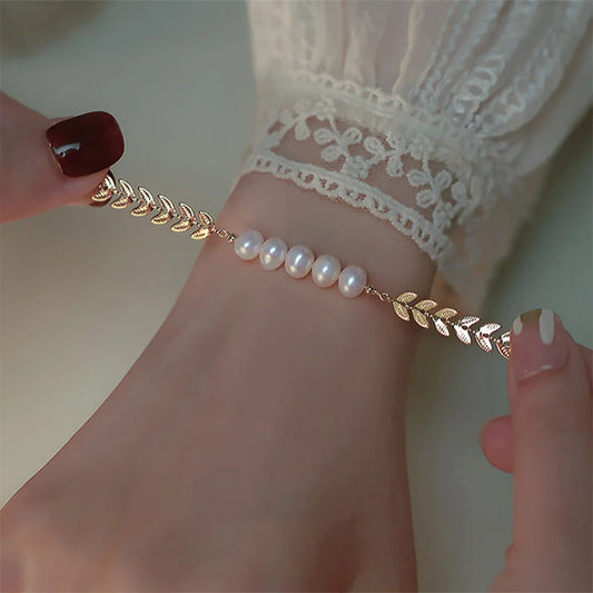 Freshwater Pearl Willow Leaf Bracelet