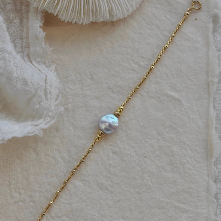 14K Gold Filled Natural Baroque Pearl Bracelet